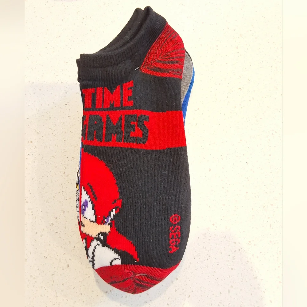 Sonic the Hedgehog Boys No-Show Socks, 6-Pairs, Shoe Size: (L)3-9, New With Tag